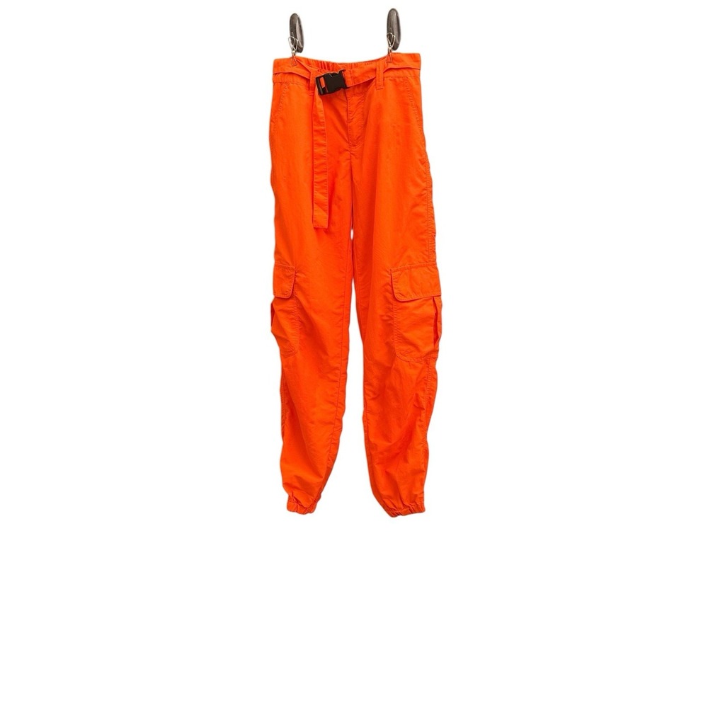 Ninth Hall Orange Cargo Jogger Pants Size S Buckle Belt Parachute Nylon